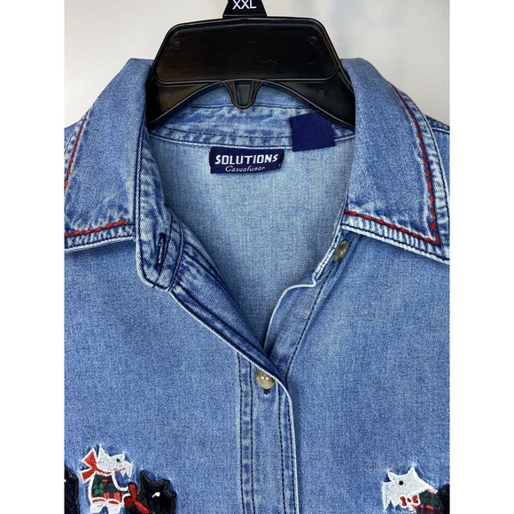 Women’s ‘Solutions Original’ Denim Button Down Dog Size Large - Picture 14 of 16